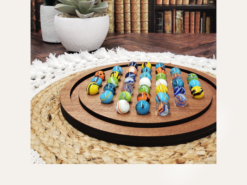 Heirloom Wooden Marble Solitaire Game – Handmade Laser-Crafted Board - Image 8