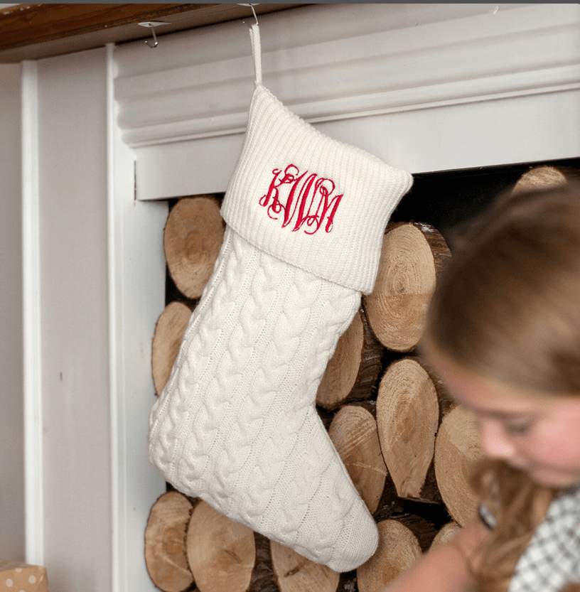 Personalized Cable Knit Christmas Stocking with Embroidered Name or Monogram - Image 6
