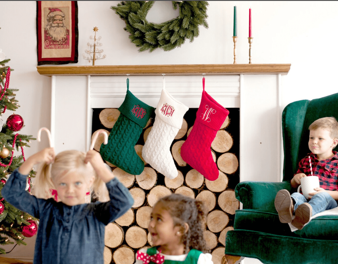 Personalized Cable Knit Christmas Stocking with Embroidered Name or Monogram - Image 3
