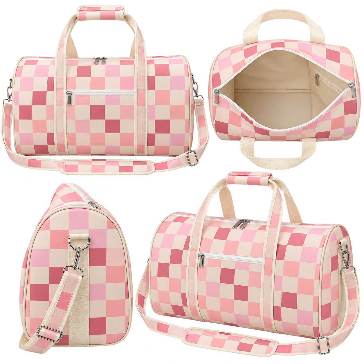 Personalized Blush Check Duffel Bag - Image 2