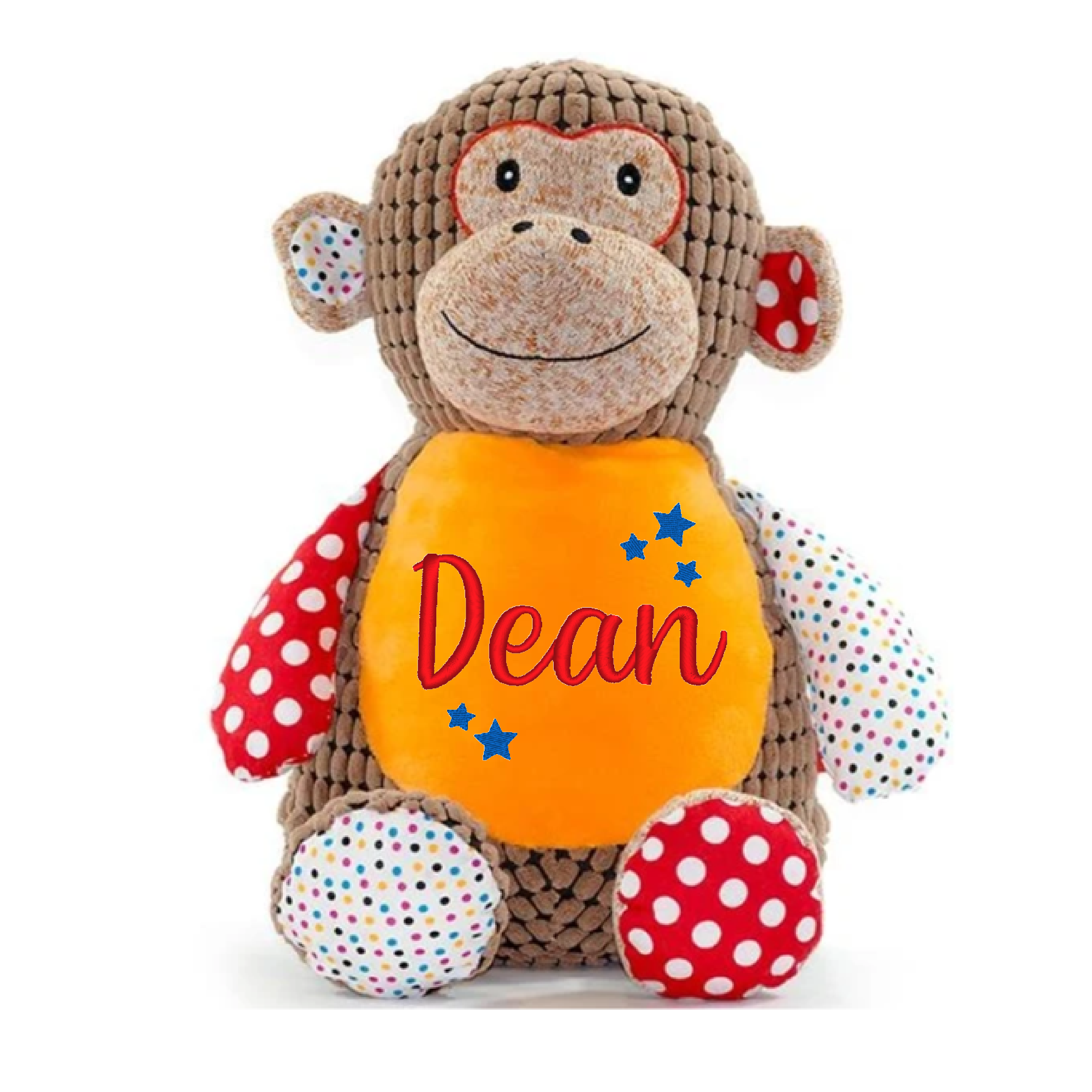 Monkey Personalized Cubbies Harlequin Plush with Custom Embroidery - Image 2