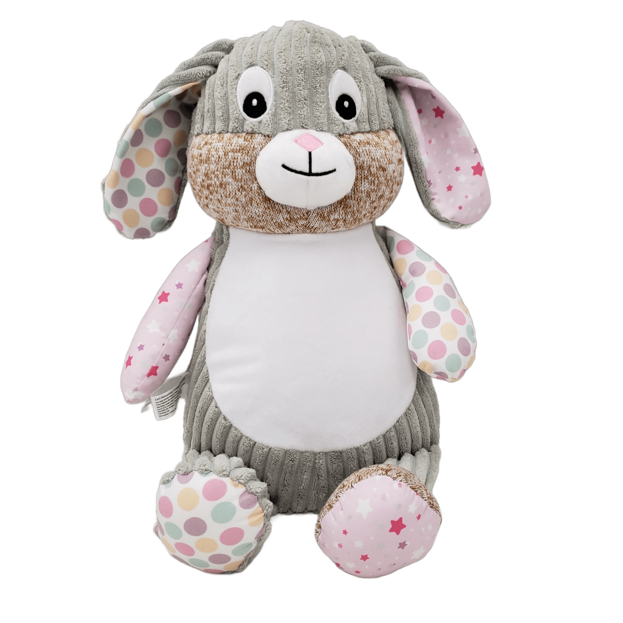 Pink Star Bunny Personalized Cubbies Harlequin Plush with Custom Embroidery - Image 3