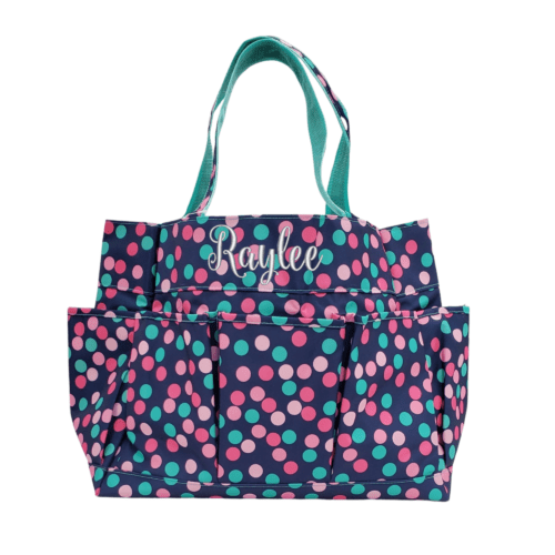Dottie personalized carryall tote with embroidered name and outside pockets