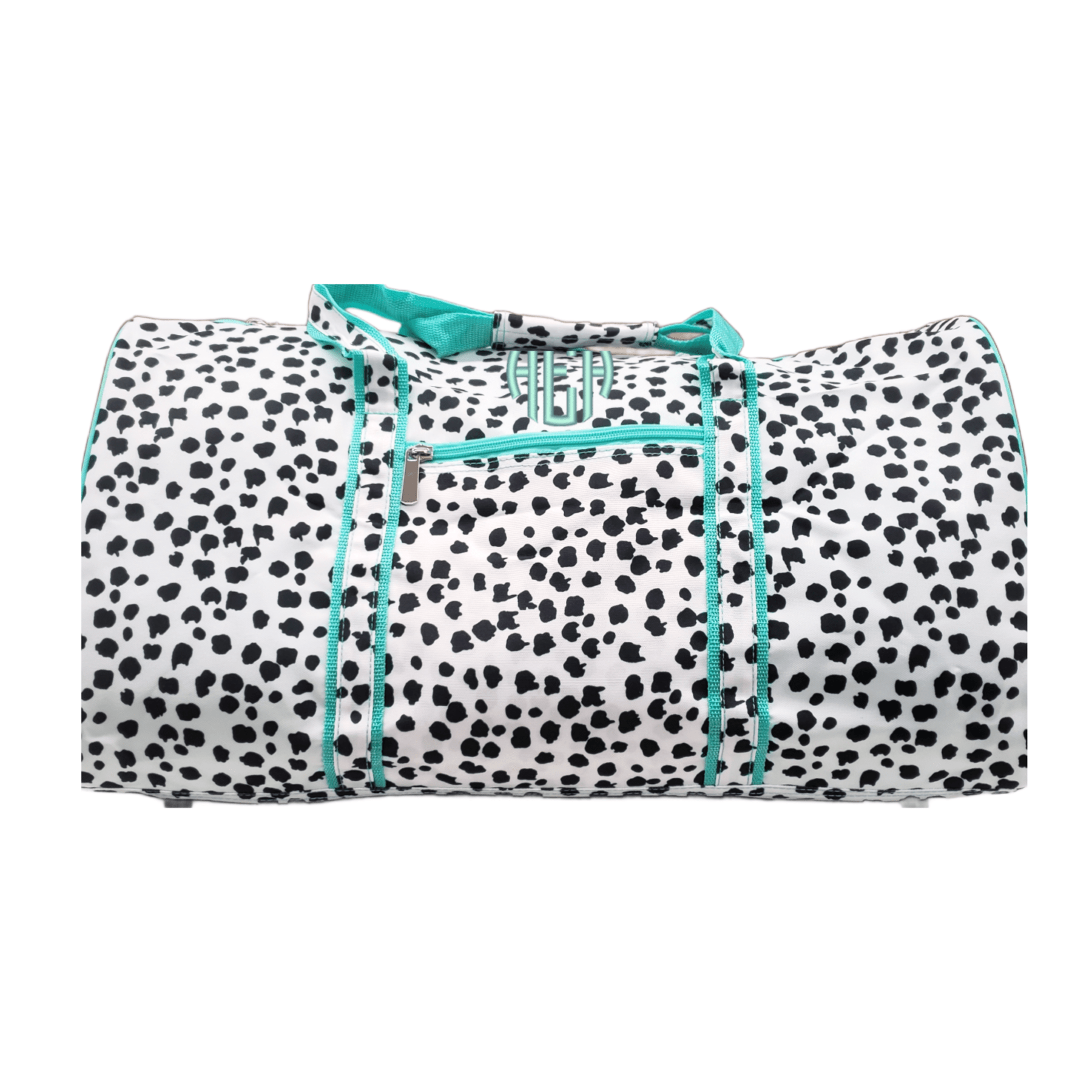 Personalized girls Spot with Mint duffel bag with embroidered monogram
