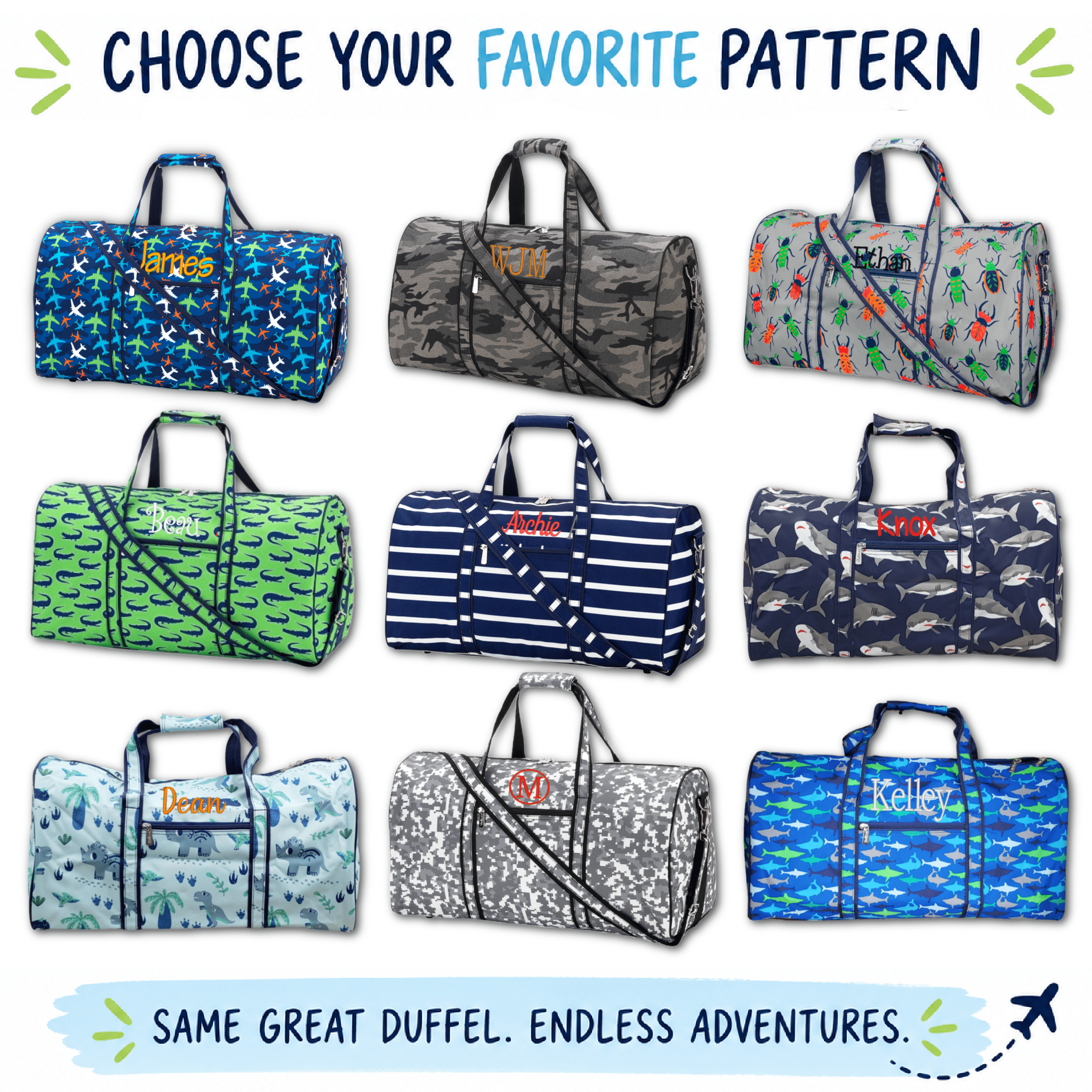 Personalized Boys Duffel Bag with Embroidered Name or Monogram - Image 2