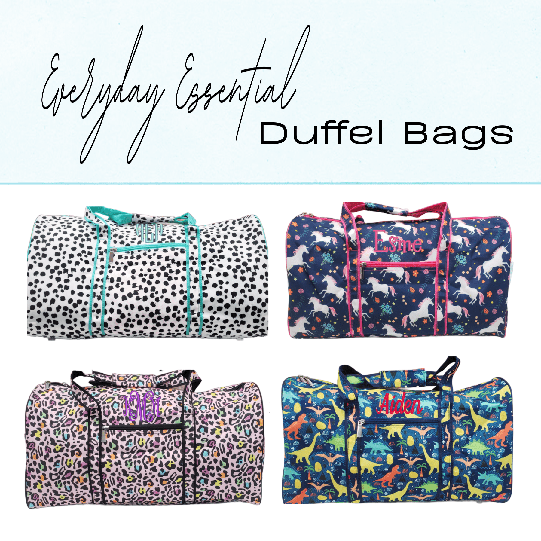 Personalized Kids Fun Duffel Bag with Embroidered Name or Monogram - Image 2